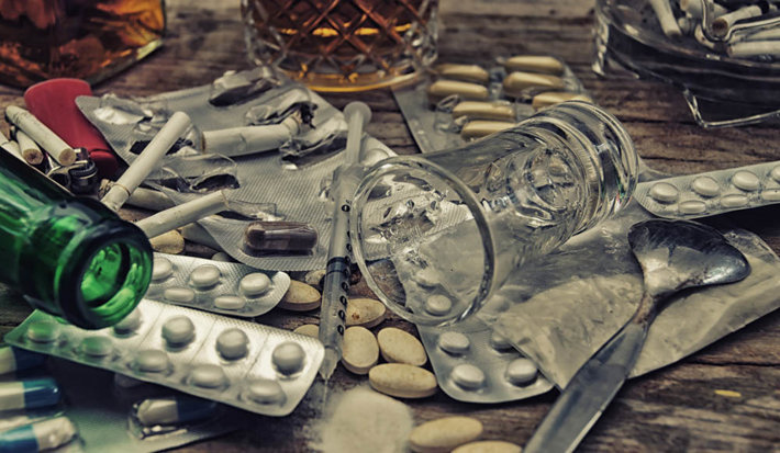 various drugs and alcohol